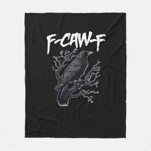 F-Caw-F Funny Crow Minimal Clean フリースブランケット (正面)