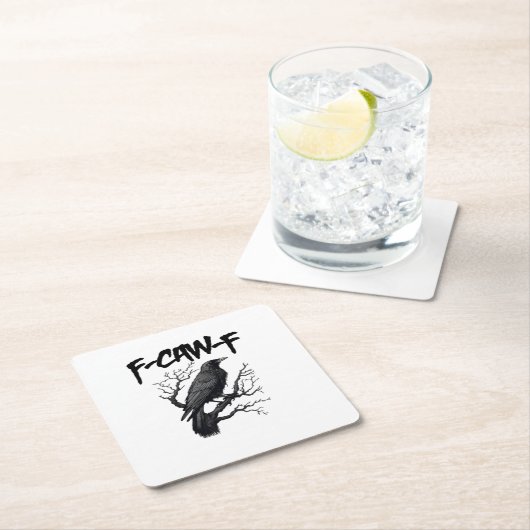 F Caw F Funny Crow Support Your Murder Graphic スクエアペーパーコースター (インサイチュ)