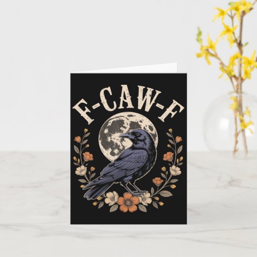 F-caw-f Funny Crows Night Bird Lovers Halloween Te カード (黄色い花)