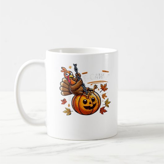 F-Caw-F Funny For Men Women Thanksgiving-Christmas コーヒーマグカップ (左)