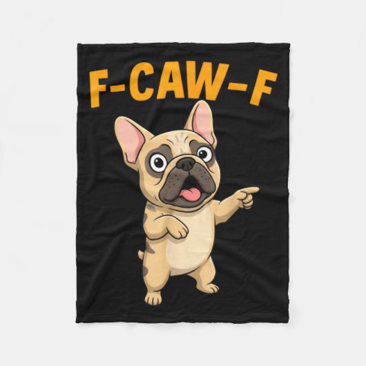 F-caw-f Funny French Bulldog Cartoon Humor Quote M フリースブランケット (正面)
