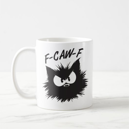 "F-CAW-F" Funny Grumpy Cat Mug コーヒーマグカップ (左)