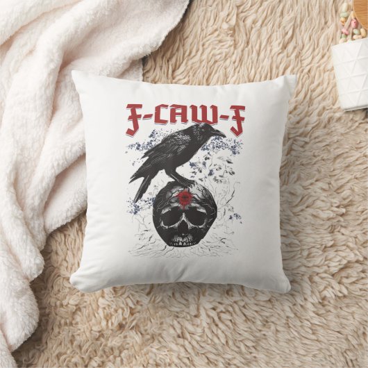 F-Caw-F Funny Halloween Crow Raven Gothic Humor クッション (ブランケット)