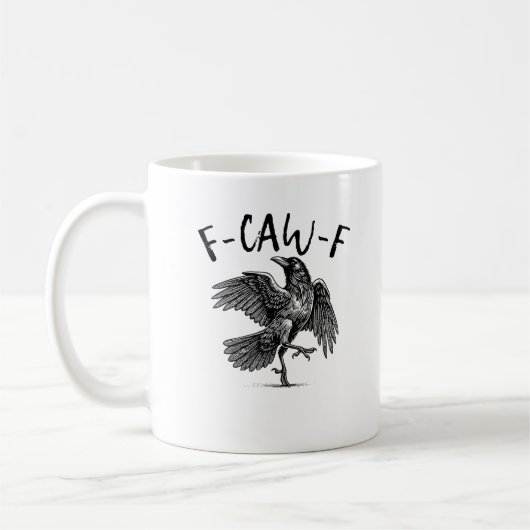F-Caw-F Funny Raven Crow Spooky Season Creative Ca コーヒーマグカップ (左)