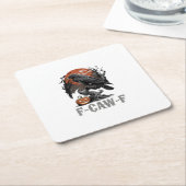 F-Caw-F Funny Raven Gothic Crow Bird Halloween Tre スクエアペーパーコースター (アングル)