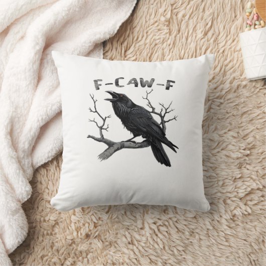 F-Caw-F Funny Raven Pun Gothic Crow Humor Aestheti クッション (ブランケット)