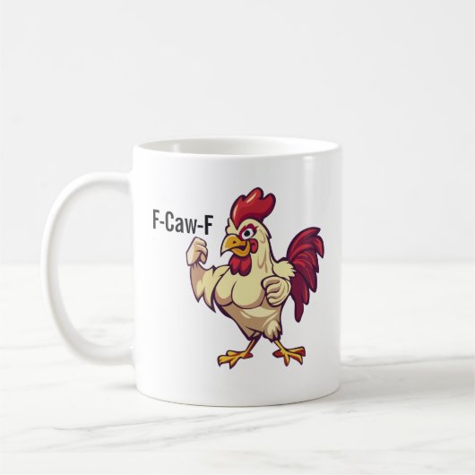 F-Caw-F Funny Rooster Flex Your Feathers Mug コーヒーマグカップ (左)