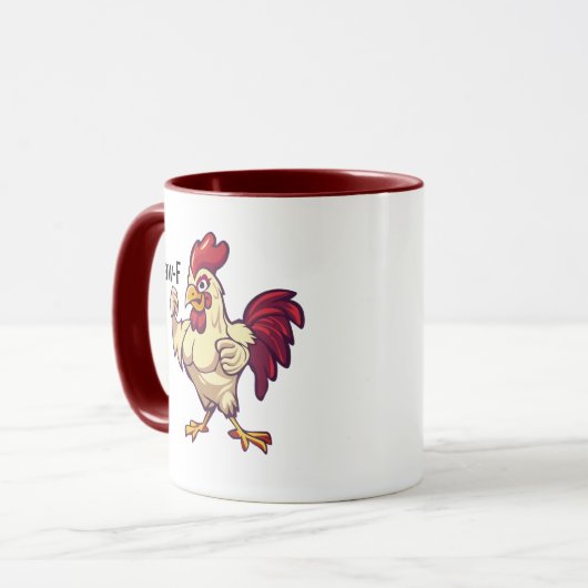 F-Caw-F Funny Rooster Flex Your Feathers Mug マグカップ (正面左)