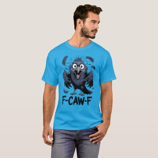 F-CAW-F Funny Screaming Crow Meme Comic Bird Tシャツ (正面フル)