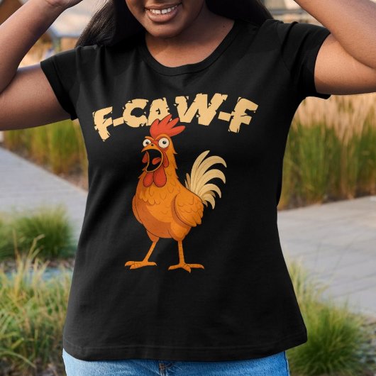 F-CAW-F! Funny Shocked Rooster Chicken Tシャツ