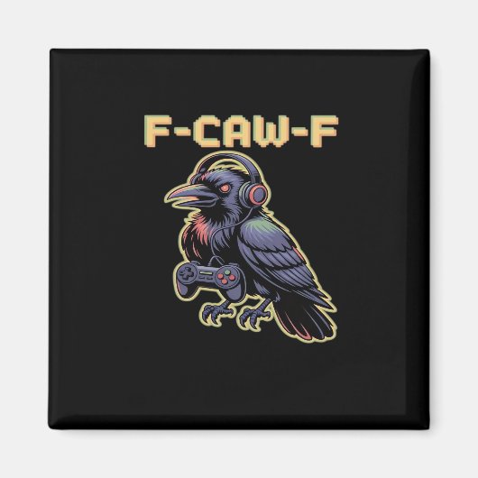 F-Caw-F Gaming Raven With Headphones - Edgy Stream マグネット (正面)