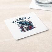 F-Caw-F Gothic Crow Raven Skull Classic スクエアペーパーコースター (アングル)