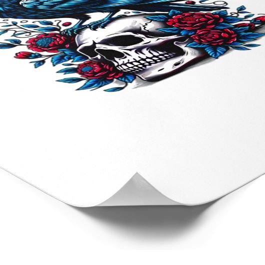 F-Caw-F Gothic Crow Raven Skull Classic ポスター (角)