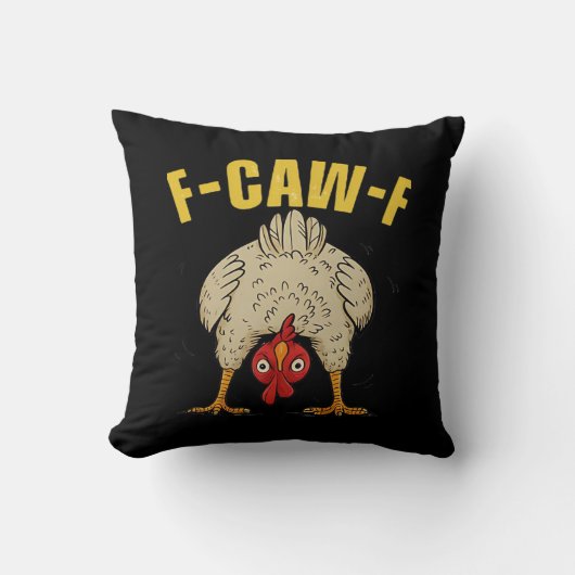 F-Caw-F Humor Gothic Crow Funny Aesthetic Style クッション (正面)