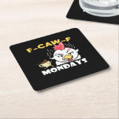 F-Caw-F Mondays Classic Minimal Clean スクエアペーパーコースター (アングル)