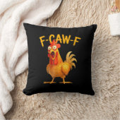 F-Caw-F Pun Funny Chicken Rooster Cawing Grunge クッション (ブランケット)
