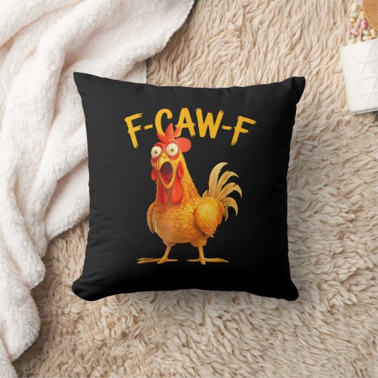 F-Caw-F Pun Funny Chicken Rooster Cawing Grunge クッション (ブランケット)