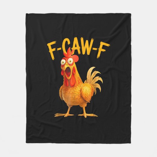 F-Caw-F Pun Funny Chicken Rooster Cawing Grunge フリースブランケット (正面)