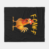 F-Caw-F Pun Funny Chicken Rooster Cawing Grunge フリースブランケット (正面(横))