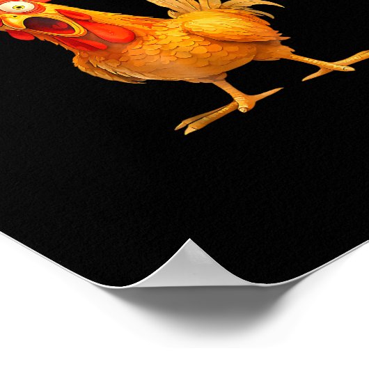 F-Caw-F Pun Funny Chicken Rooster Cawing Grunge ポスター (角)