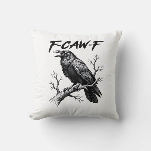 F-Caw-F Raven おもしろい Pun F-Caw-Fクリエイティブ図 クッション (正面)
