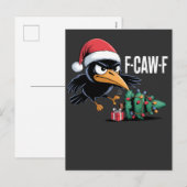 F-caw-f Raven Crow Xmas Tree Christmas Raven シーズンポストカード (正面/裏面)