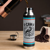 F-CAW-F Raven Funny Dark Humor Floral Wreath Name ウォーターボトル