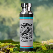 F-CAW-F Raven Funny Dark Humor Floral Wreath Name ウォーターボトル