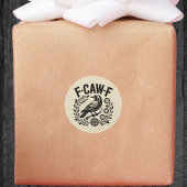 F-CAW-F Raven Funny Floral Wreath Dark Humor ラウンドシール