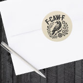 F-CAW-F Raven Funny Floral Wreath Dark Humor ラウンドシール