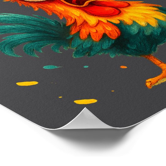 F Caw F Rooster Funny Bird Chicken Whisperer Fawk ポスター (角)