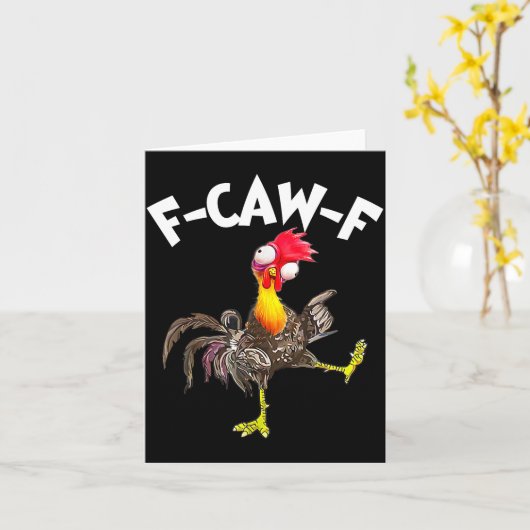 F-caw-f Rooster Funny Bird Fcaw-f Chicken Whispere カード (黄色い花)