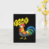 F Caw F Rooster Funny Bird Fcawf Chicken Whisperer カード (黄色い花)