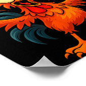 F Caw F Rooster Funny Sarcastic Chicken Middle Fin ポスター (角)