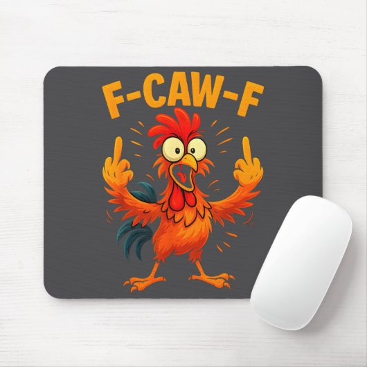 F Caw F Rooster Funny Sarcastic Chicken Middle Fin マウスパッド (マウス)