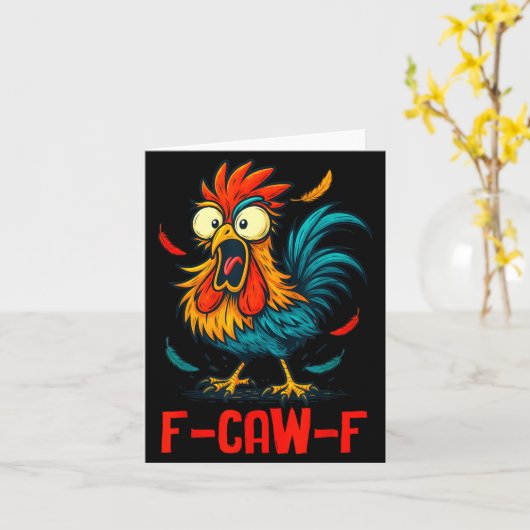 F-caw-f Rooster Meme Funny Chicken Humor Joke Fcaw カード (黄色い花)