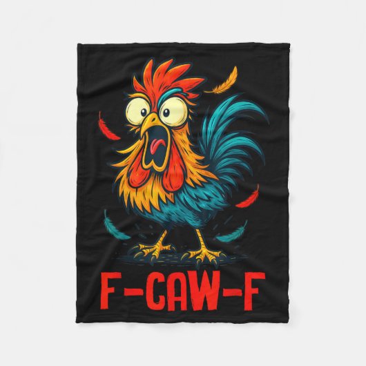 F-caw-f Rooster Meme Funny Chicken Humor Joke Fcaw フリースブランケット (正面)