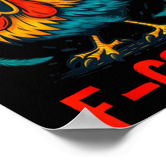 F-caw-f Rooster Meme Funny Chicken Humor Joke Fcaw ポスター (角)