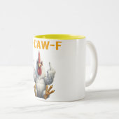 F-Caw-F Rooster Meme | Funny Chicken Pun | Rooster ツートーンマグカップ (正面右)