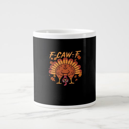 F Caw F Turkey Thanksgiving ジャンボコーヒーマグカップ (正面)