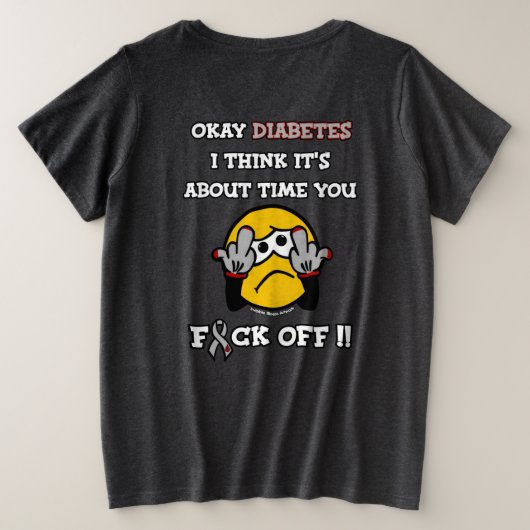 F#CKオフ…糖尿病プラスTシャツ プラスサイズTシャツ (デザイン裏面)