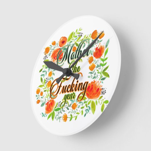 F*cking年ワイルドフラワーフローラ母の母 ラウンド壁時計 (傾斜)