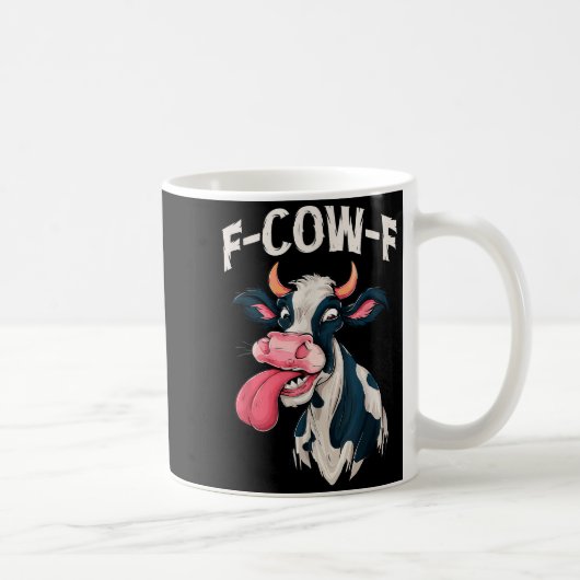 F-cow-f おもしろい ミーム Fcowf 牛 男性 女性 コーヒーマグカップ (右)