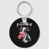 F-cow-f おもしろミーム Fcowf 牛 メンズ レディース キーホルダー (正面)
