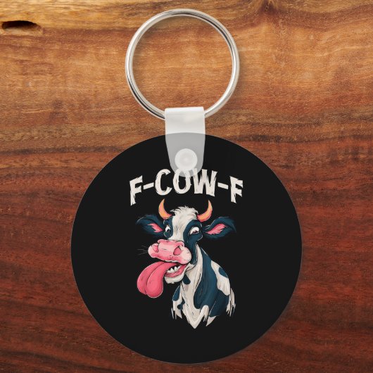 F-cow-f おもしろミーム Fcowf 牛 メンズ レディース キーホルダー (正面)