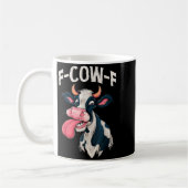 F-cow-f Funny Meme Fcowf Cow Men Women  コーヒーマグカップ (左)