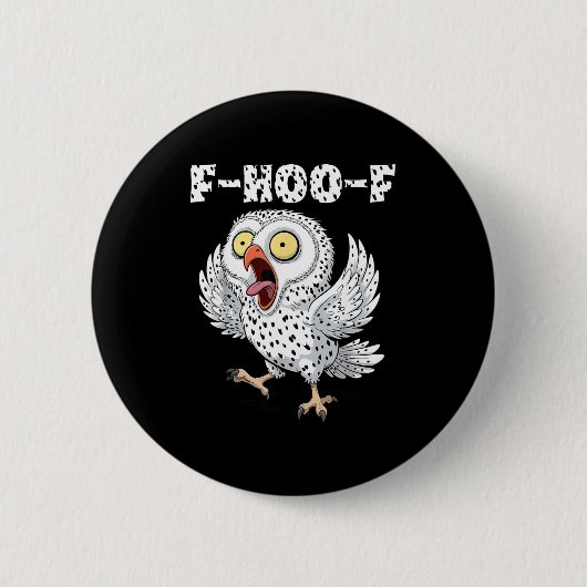 F-hoo-f フクロウ ミーム - 笑える叫ぶフクロウ 鳥 ミーム G 缶バッジ (正面)