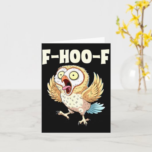 F-hoo-f Owl Meme – Funny Screaming Owl Bird Meme G カード (黄色い花)