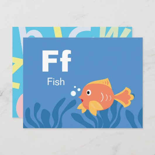 F is for Fish - Alphabet Flash Card ポストカード (正面/裏面)
