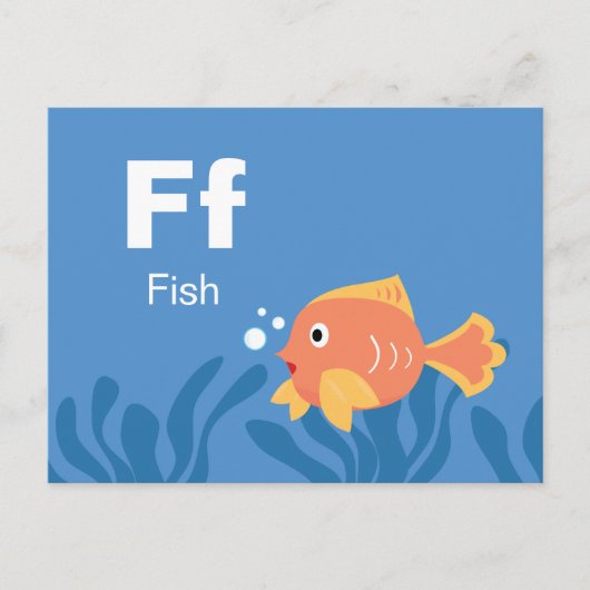 F is for Fish - Alphabet Flash Card ポストカード (正面)